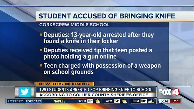 Two Collier County students arrested for bringing knives to school