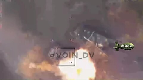 Russian Lancet kamikaze drone hits an MRAP at Novomayorsky