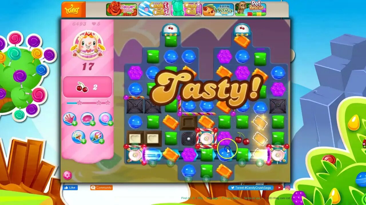 Candy Crush Level 6493 Talkthrough, 24 Moves 0 Boosters