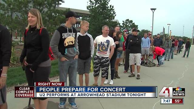 People lined up outside Arrowhead for U2