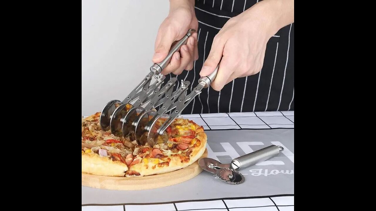 Stainless Steel Dough Pizza Cutter Adjustable Rollers