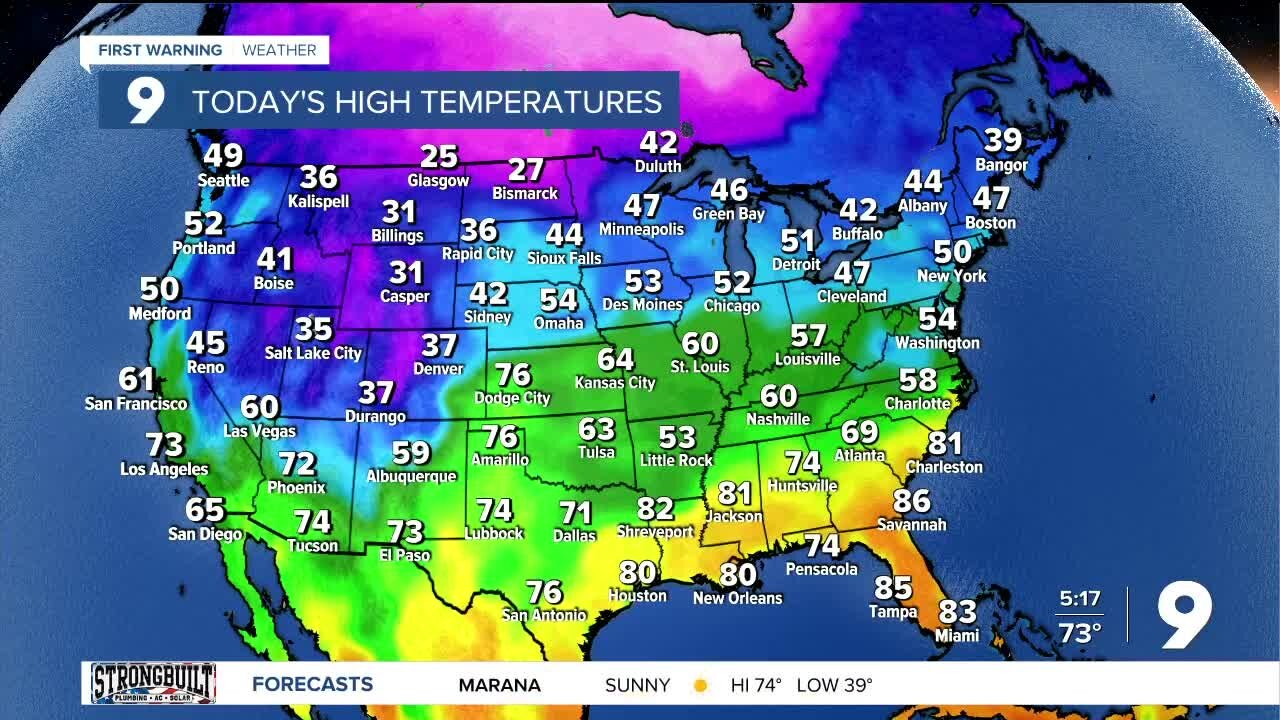 Breezy and cooler tomorrow