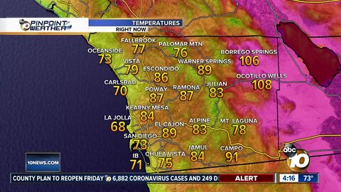 10News Pinpoint Weather with Meteorologist Angelica Campos