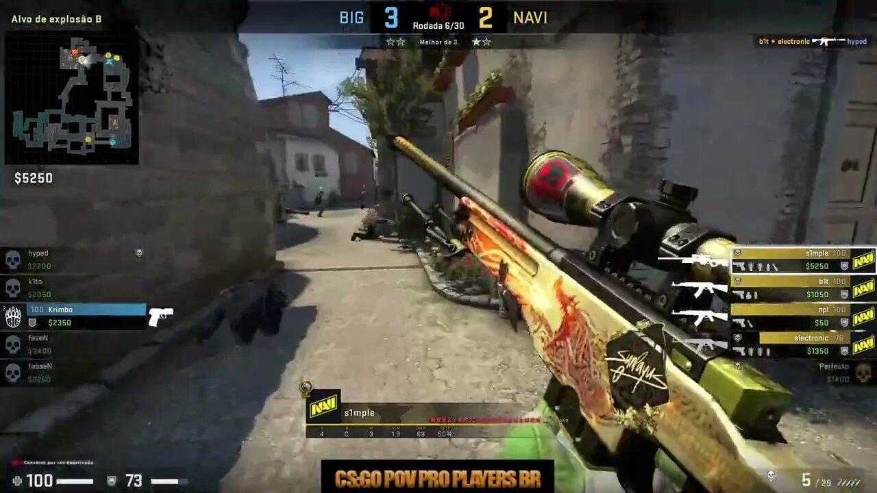 CSGO POV NaVi s1mple (23/9) vs BIG (Inferno) @ IEM RIO 2023