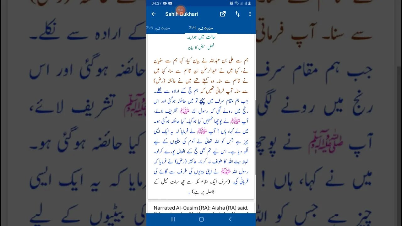 Hadees SHARIF Sahi bukhari SHARIF hadees number #294 in arbic urdu and English language