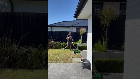 Dog Management when PIXEL won’t stop barking at the Lawnmower￼! #dogshorts