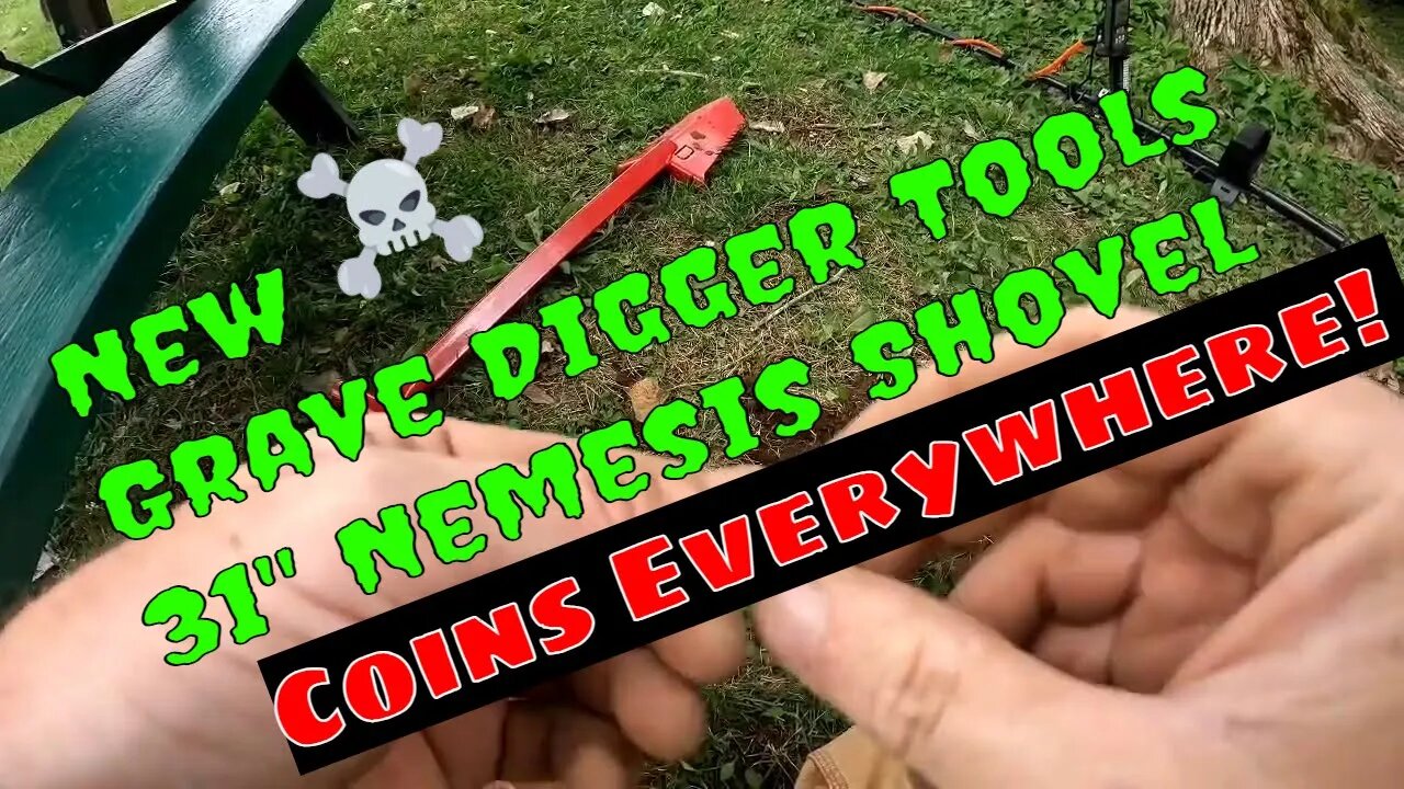 Park Metal Detecting with the new Grave Digger Tools Nemesis Shovel - Coins everywhere!