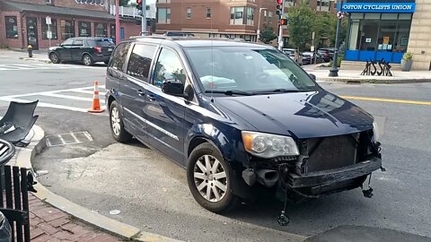 Boston fire police and EMS respond to a accident at Terrace and Tremont