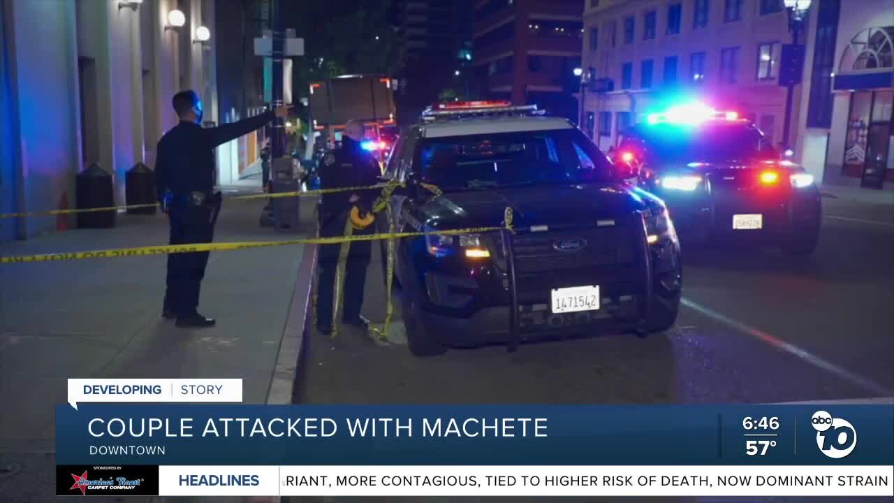 Couple attacked with machete in downtown San Diego