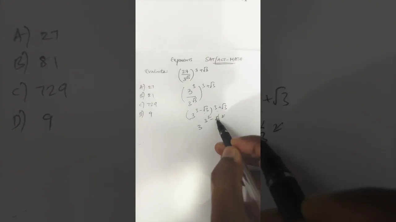 SAT-ACT Exponent Problem💥💫 #youtubeshorts #mathtricks#@mazhershareef53
