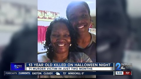 13-year-old dead after being shot in Baltimore on Halloween