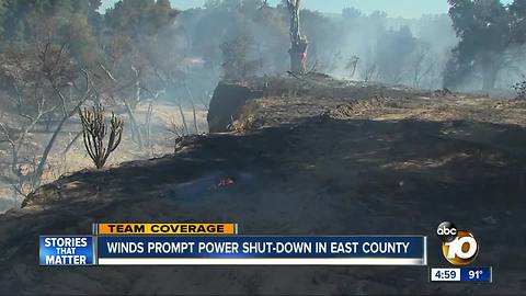 Winds prompt power shut-down in East County San Diego