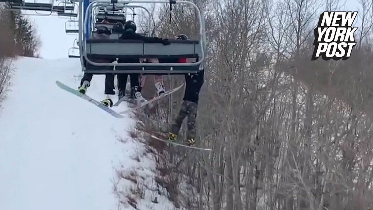 Boy dangling from ski lift narrowly escapes injury