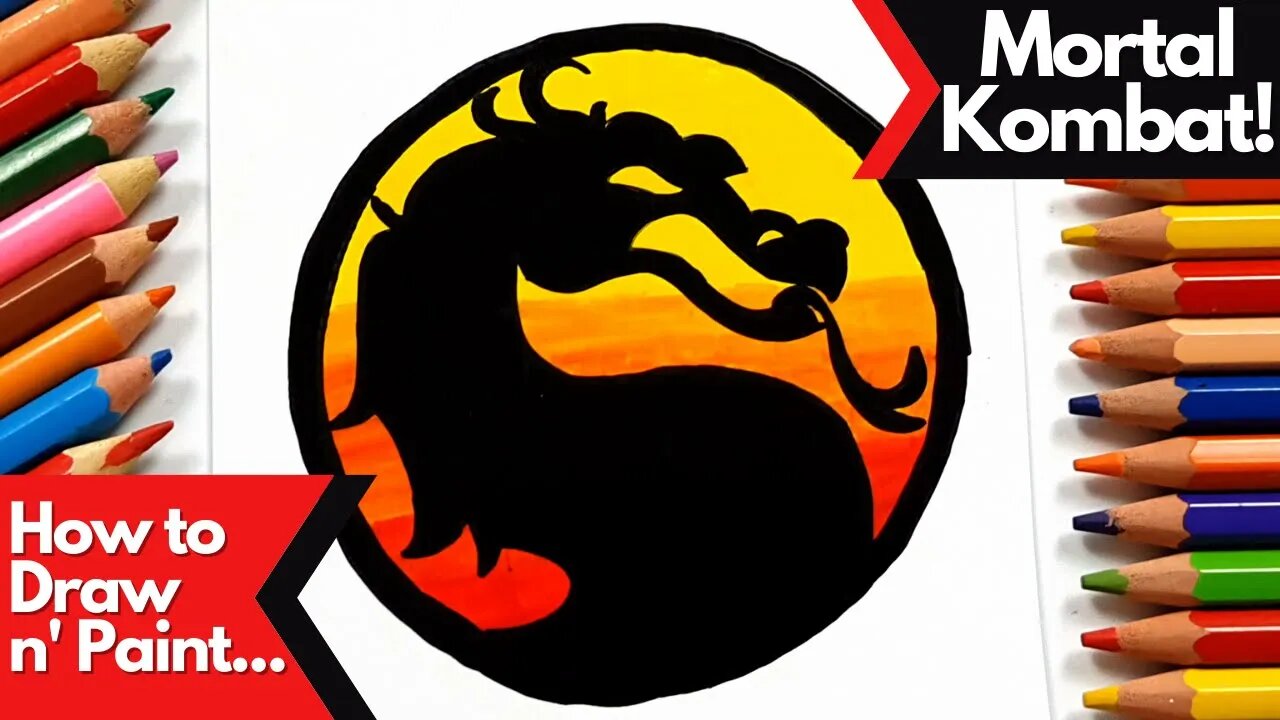 How to draw and paint the Mortal Kombat Dragon Logo