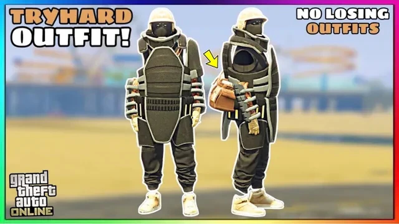 Easy Black Joggers Juggernaut Modded Outfit With Tan Duffel Bag (GTA Online)