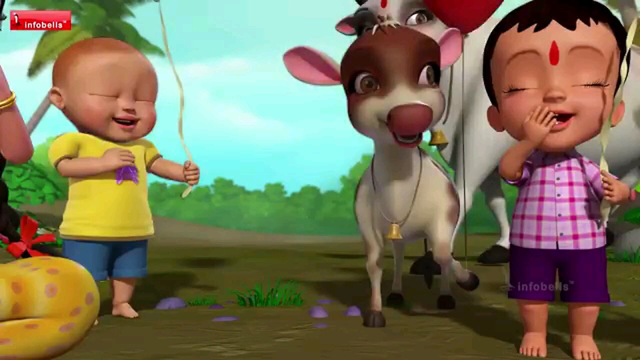 My cow has come and is milking me. Hindi Poems for Kids |