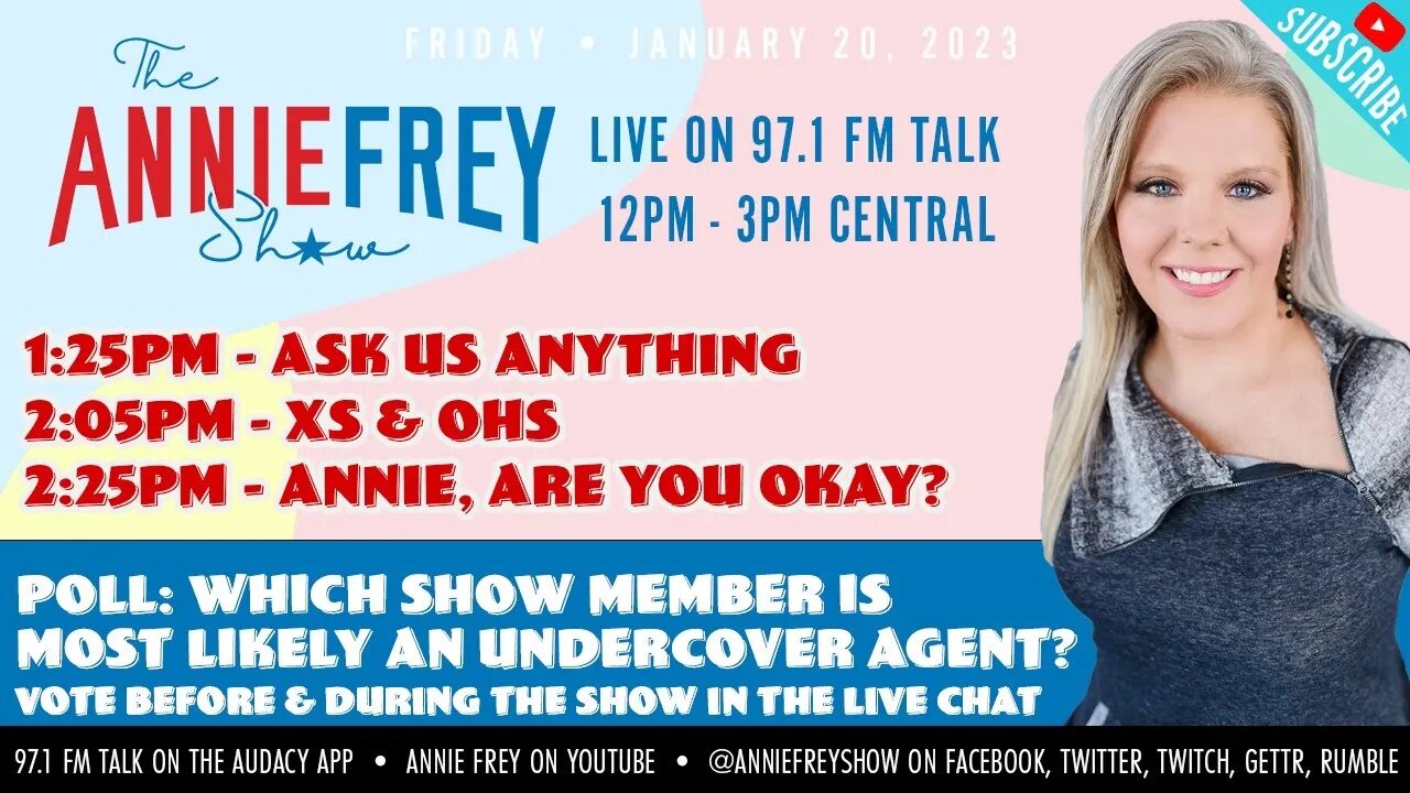 Which show member is most likely an undercover agent? • Annie Frey Show 1/20/22