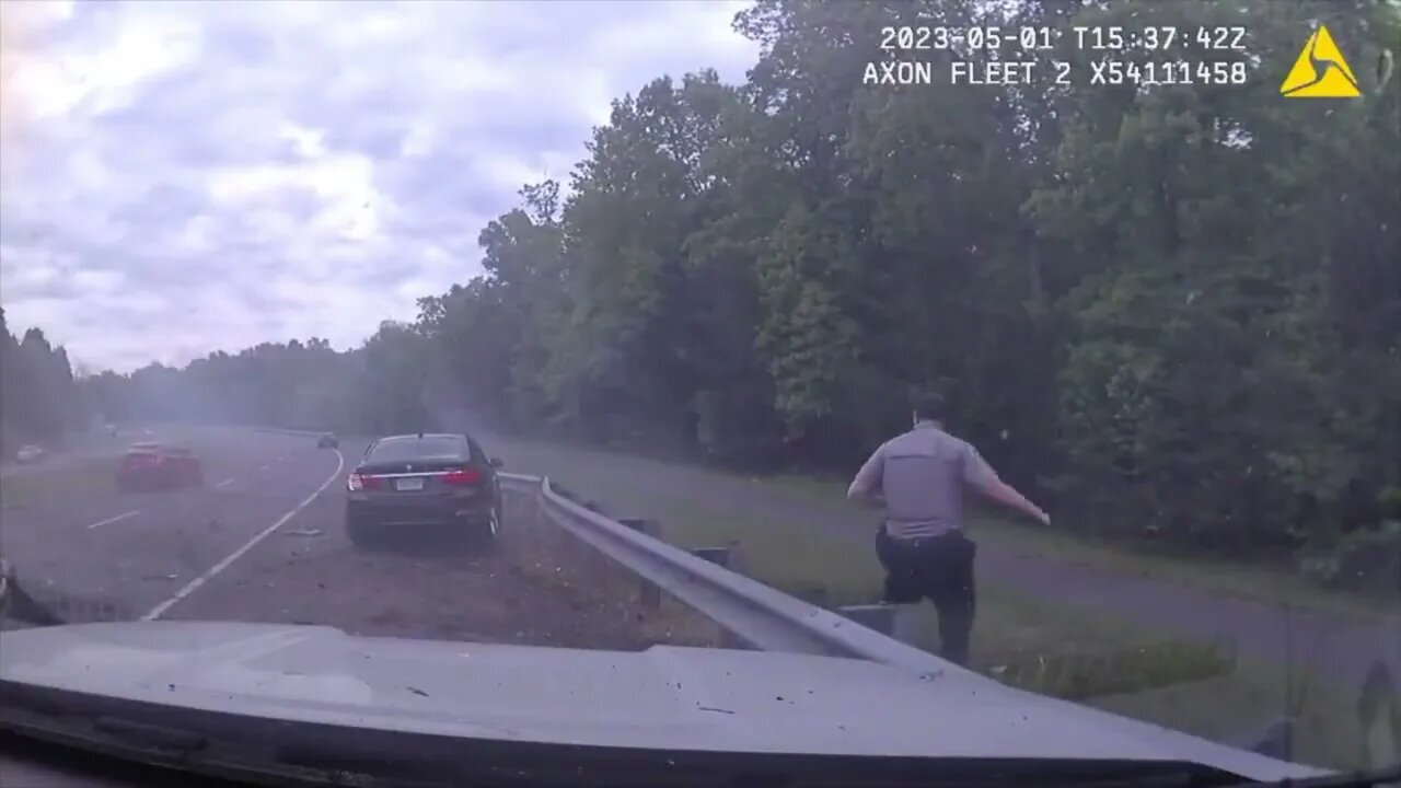 Dash-Cam Footage Captured a 17 year old driving over 120mph loses control, nearly killing a officer