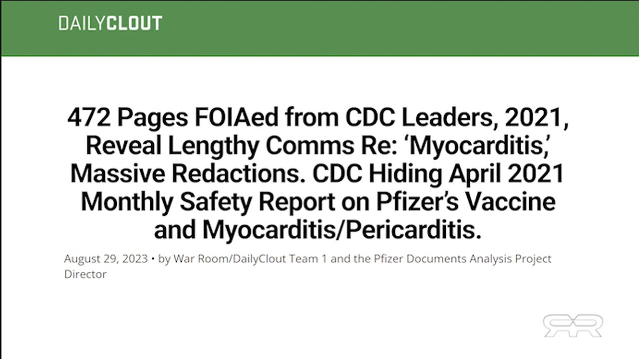 COVID Shots | "The White House & the Entire COVID Response Team Knew That the COVID Vaccines Were Killing People & Causing Blood-clots, Heart Attacks & Myocarditis. They Knew In Spring of 2021 That These Shots Were Killing People." -