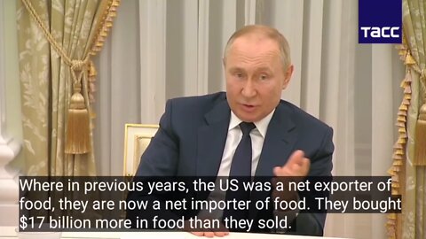 Putin says food crisis caused by western actions