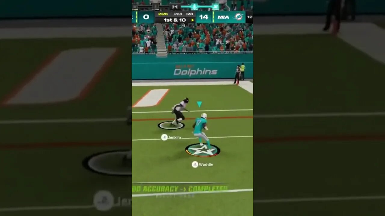 JAYLDEN WADDLE NASTY TOUCHDOWN IN MADDEN 24 #waddle #dolphins