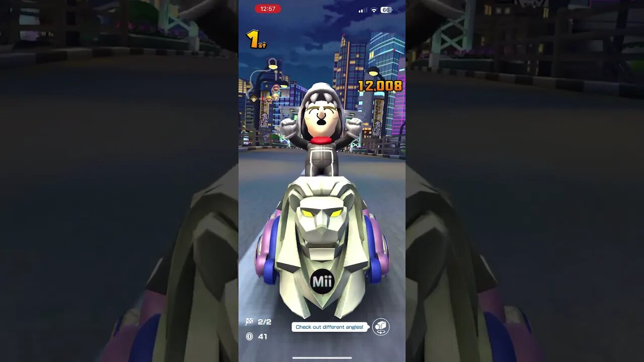 Mario Kart Tour - Fish Bone Mii Racing Suit Gameplay (Night Tour Ranked Cup Reward Driver)