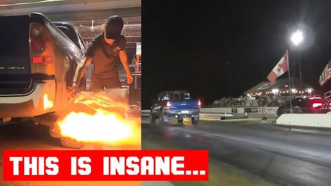Flame Shooting Tacoma VS Mustang Drag Race! *WOT BOX*
