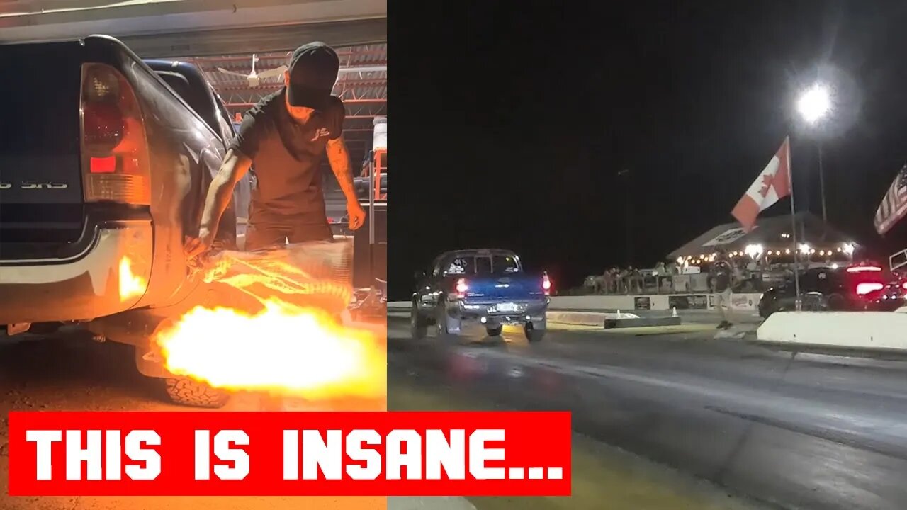 Flame Shooting Tacoma VS Mustang Drag Race! *WOT BOX*