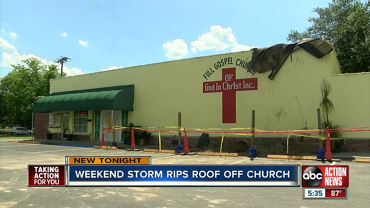 Weekend storm rips roof off church
