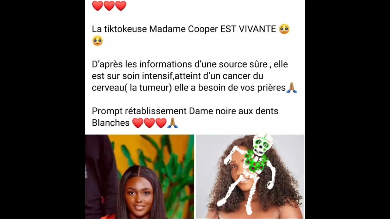 Bongo x Tu vas saigner : Mort de Madame Cooper Elle laisse un mari, 1 enfant et des millions de FANS