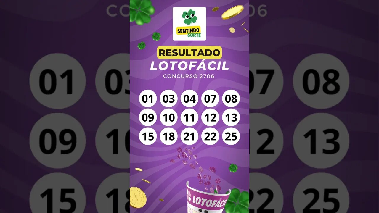 🍀 Resultado LOTOFÁCIL 2706 | Sentindo Sorte #shorts