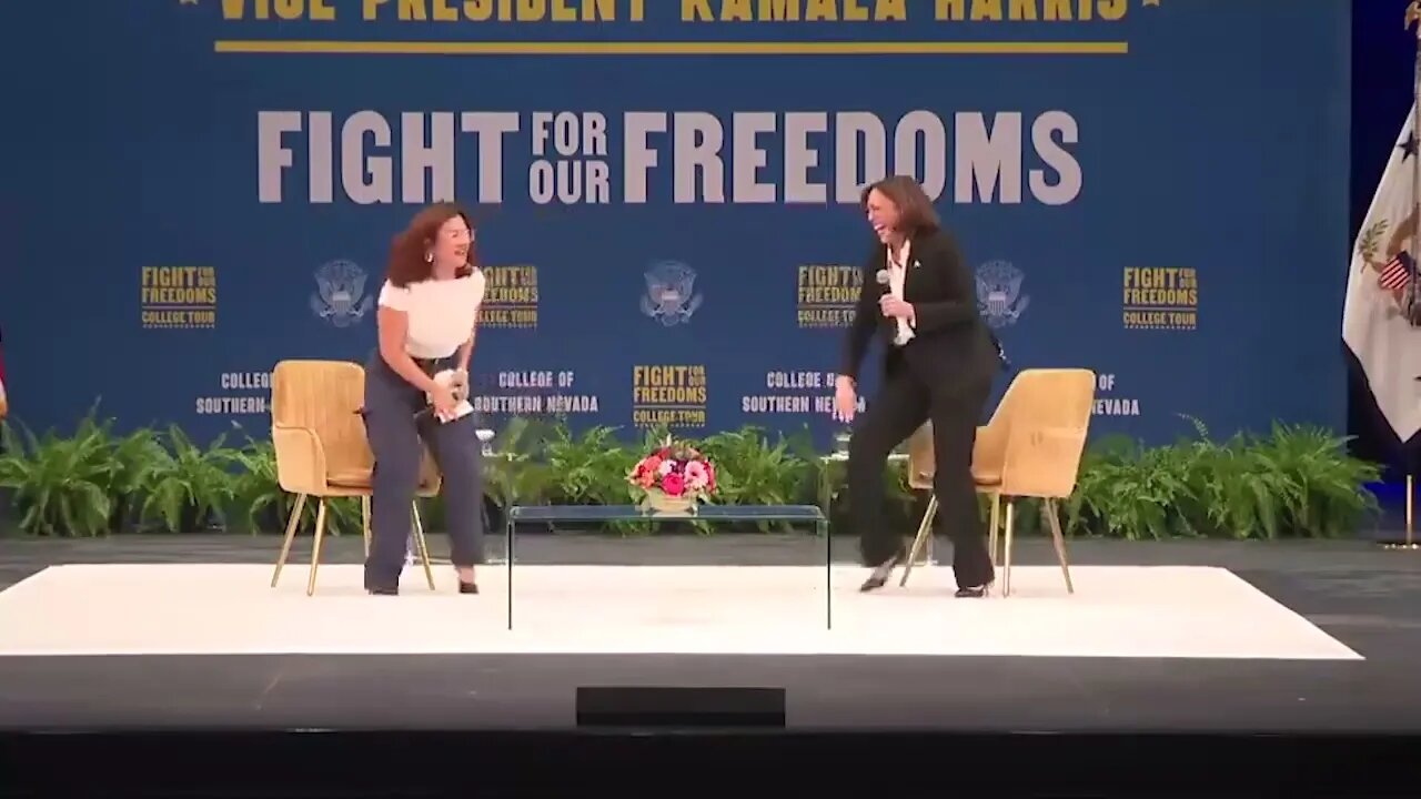 Kamala Harris Bursts Into Uncontrollable Laughter When Audience Member Yells, "We Did It Joe!"