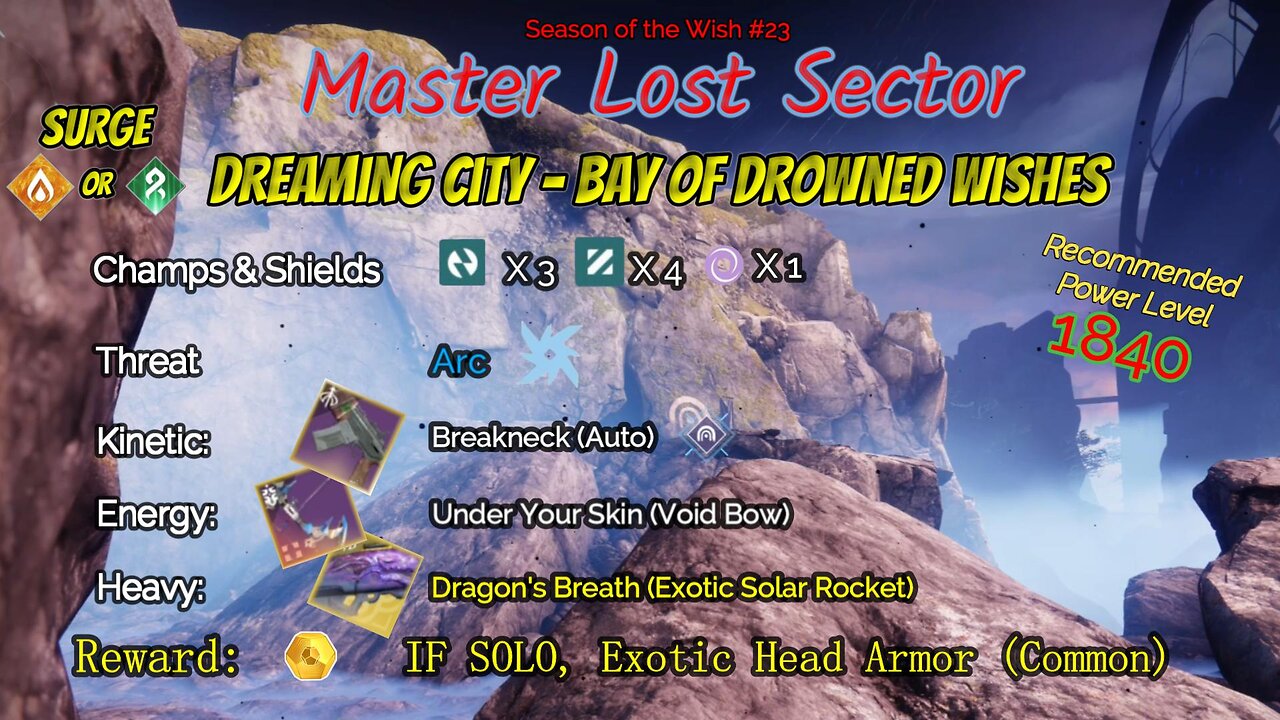 Destiny 2 Master Lost Sector: Dreaming City - Bay of Drowned Wishes on my Arc Warlock 4-20-24