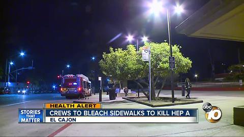 Crews to bleach sidewalks to help kill Hep A