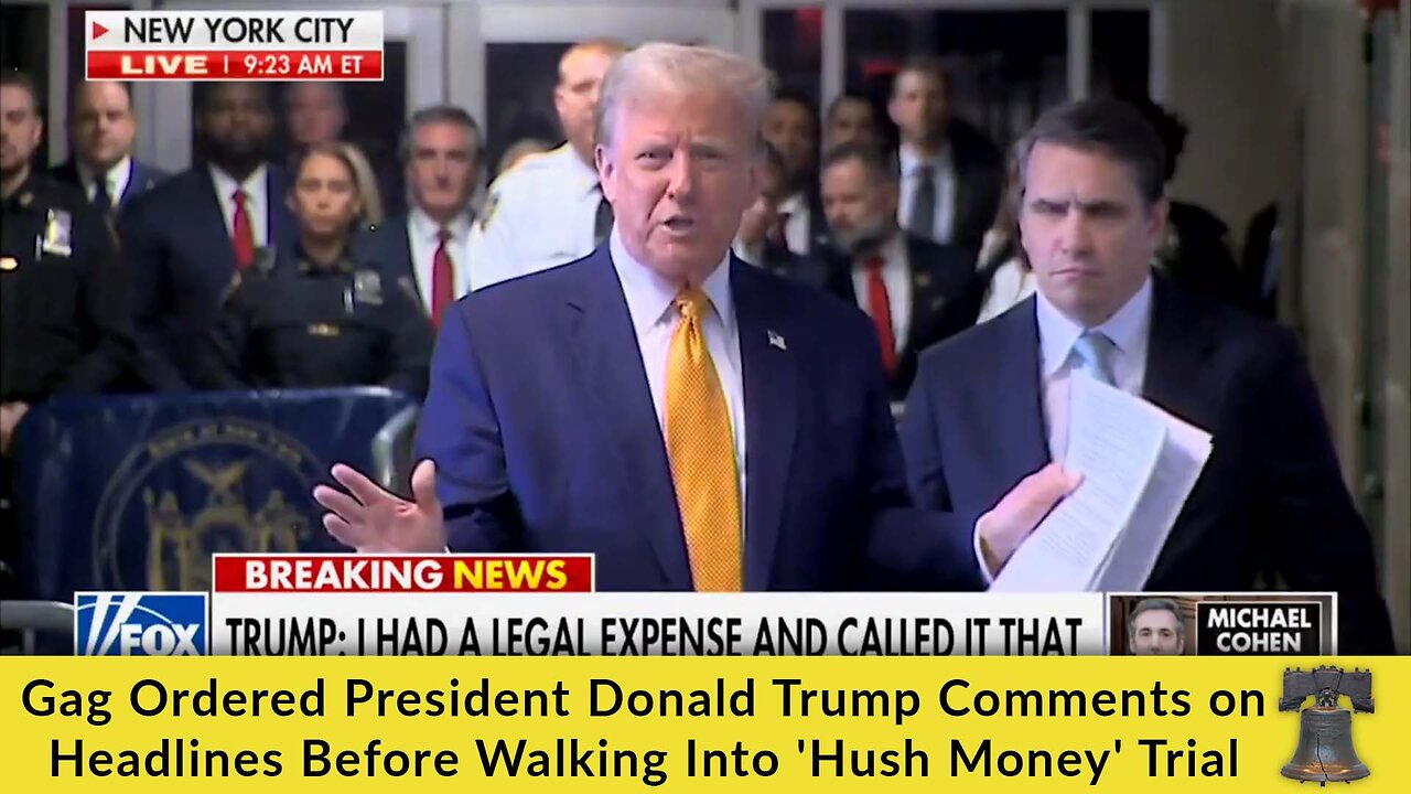 Gag Ordered President Donald Trump Comments on Headlines Before Walking Into 'Hush Money' Trial