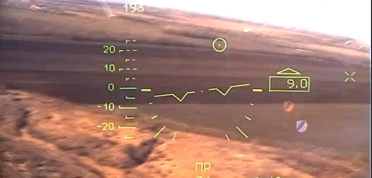 Russian Mi-28N helicopters in Ukraine firing rockets into towns.