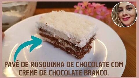 Pavê de rosquinha de chocolate com creme de chocolate branco. Não vai ao fogo.
