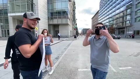 "Man" in Black Mask Screams F$%K YOU @ The People's Convoy