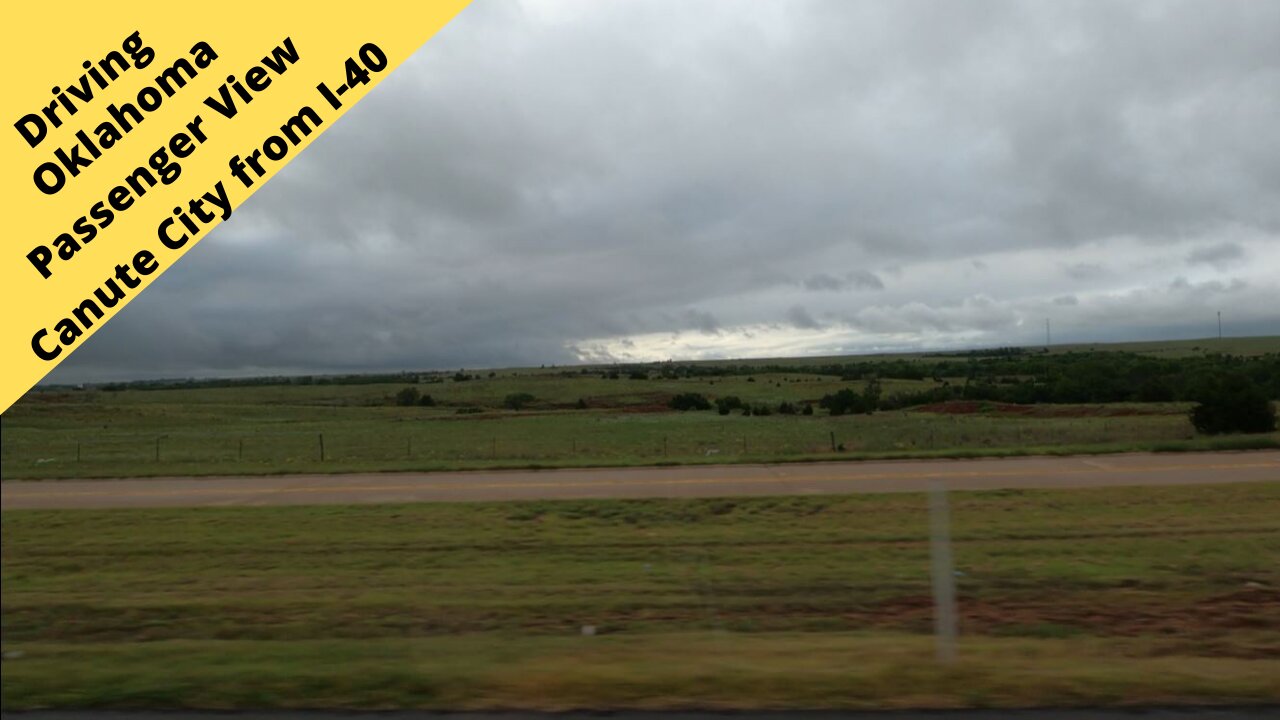 Oklahoma looking out the Side window as the prairie rolls by, near Canute City