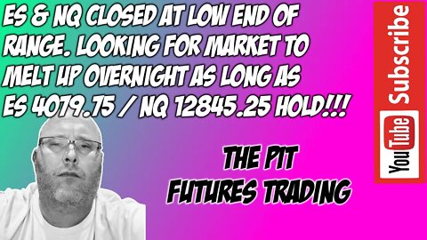 ES NQ Closed Low End Of Range - GLOBEX Trade Plan - The Pit Futures Trading