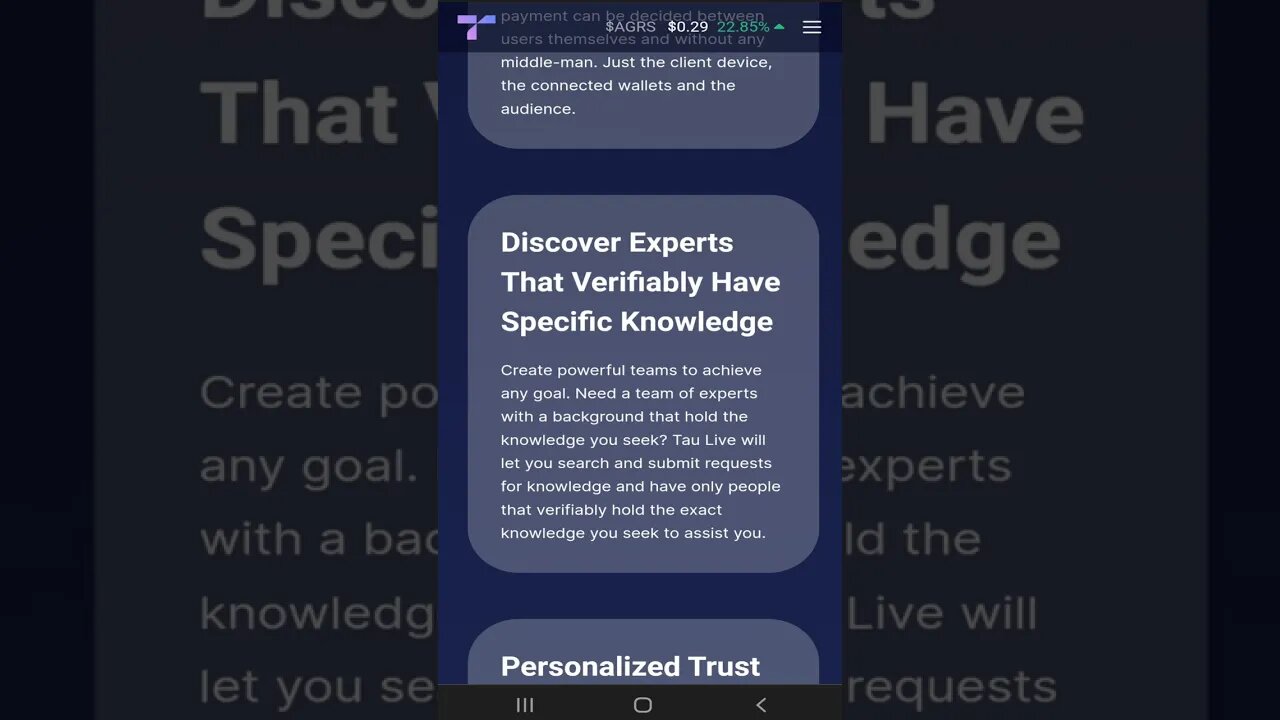 100% Verified Experts with Specific Knowledge 💎 #shorts #TauLive #AGRS #KnowledgeEconomy