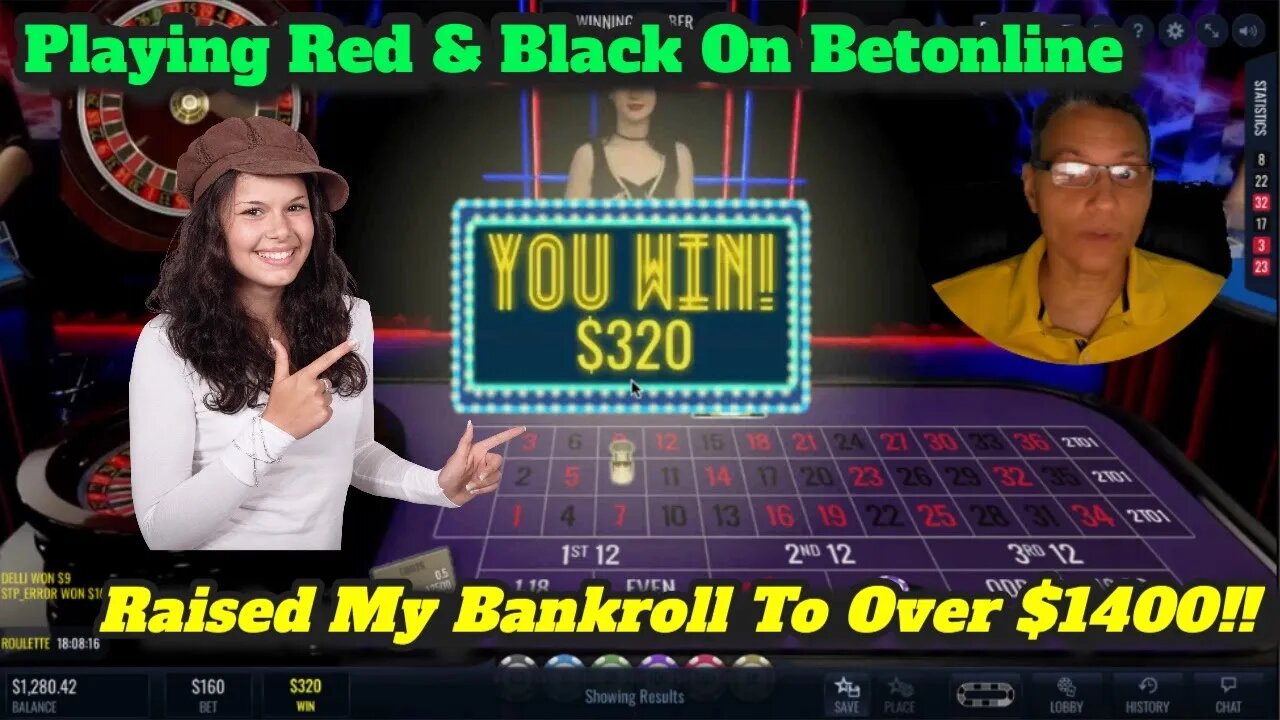 Roulette Online Session #10 on BetOnline: Betting Red and Black Colors! My Bankroll Is Over $1400!