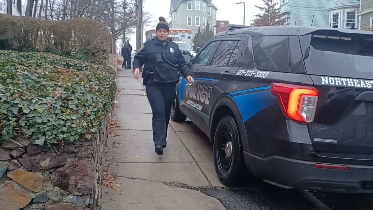 Boston police assistant Northeastern University with one of their students