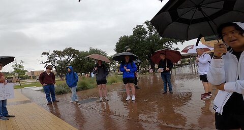 Texas A&M Final Day: Small Crowd Gathers in Pouring Rain, Heckler Lies About Me, Jesus is Exalted