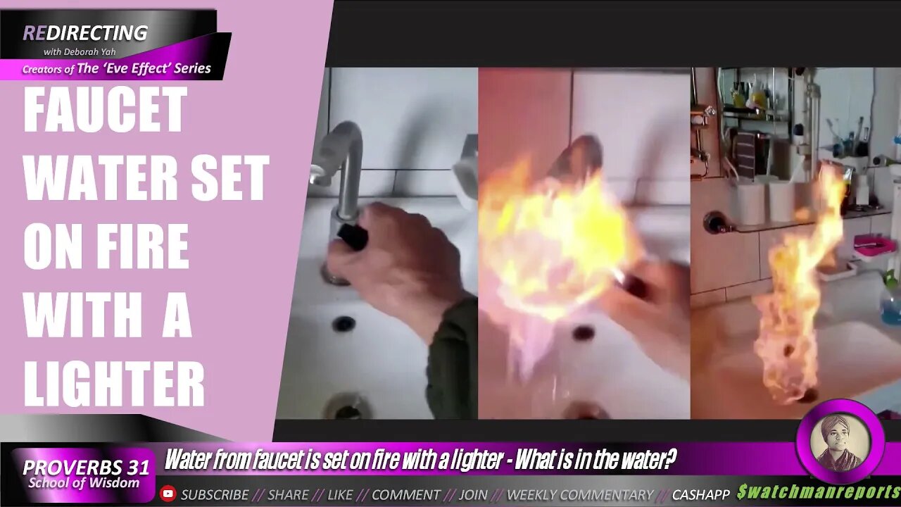 Water from faucet is set on fire with a lighter - What is in the water?