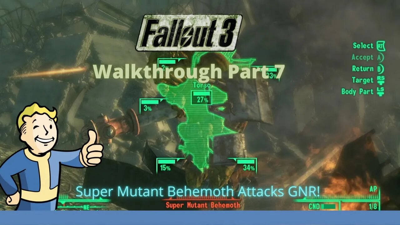 Fallout 3 gameplay walkthrough part 7 - going to GNR, super mutant behemoth fight