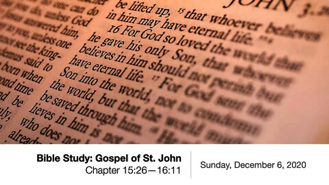 Bible Study: Gospel of St. John - Chapter 15:25—16:11 - December 6, 2020