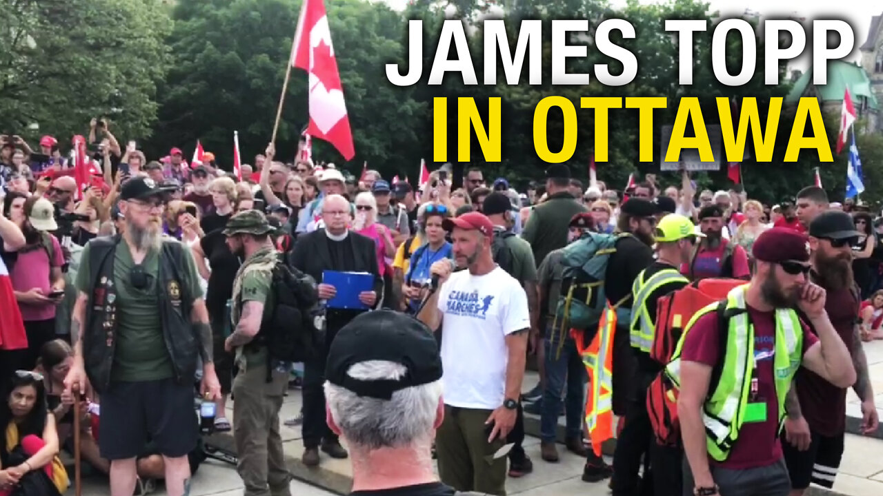 WATCH: James Topp gives emotional speech after arriving at National War Memorial