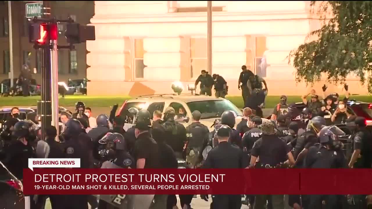 Downtown Detroit Protest Turn Violent