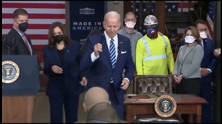 Maskless Biden Wanders Around The Stage Shaking Hands